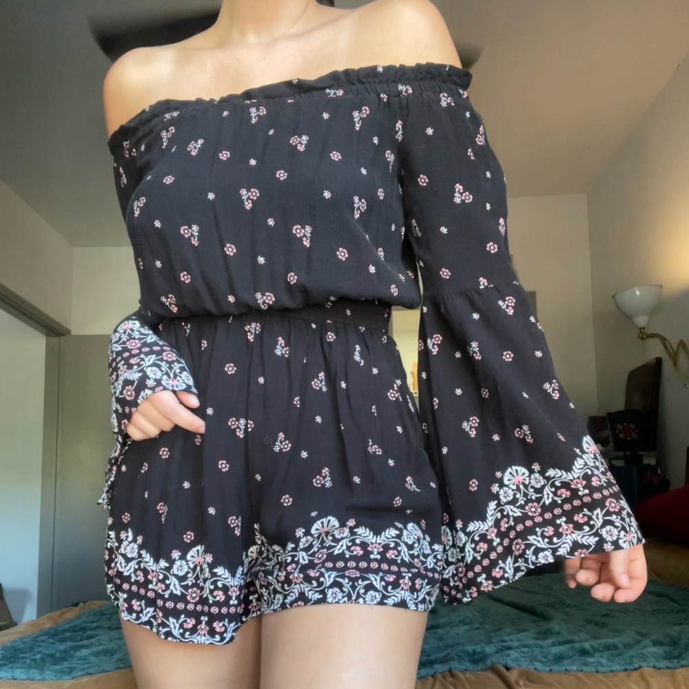 Black Floral Romper